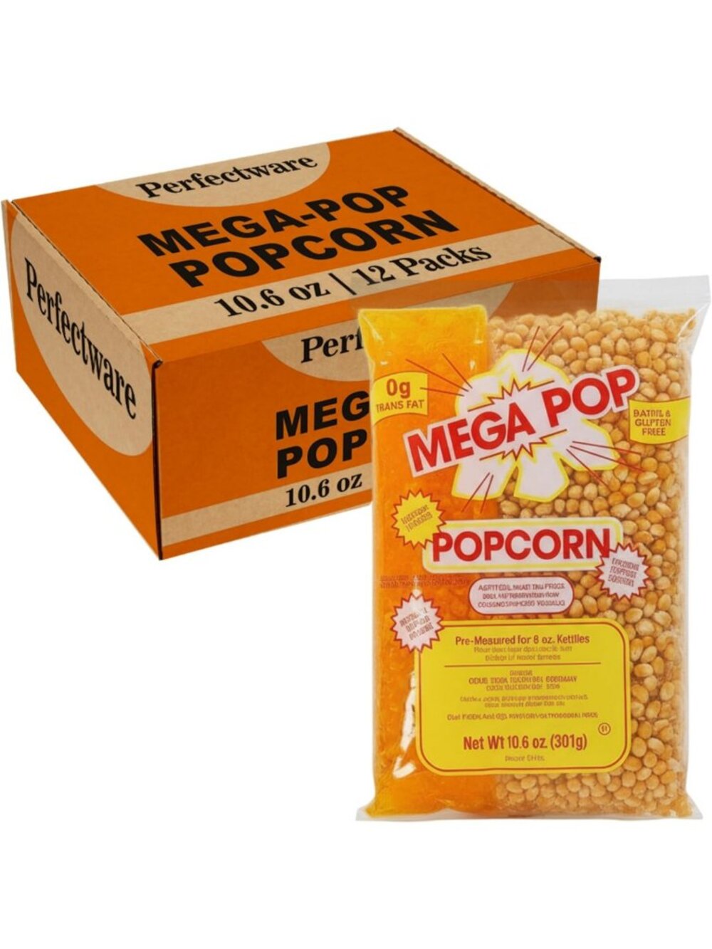 Perfectware Movie Theater Style Popcorn Portion Packs, 10.6 Ounce, 12 Count